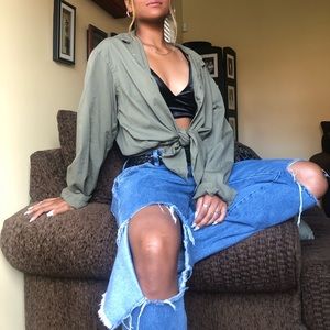 Baggy custom ripped boyfriend Jeans